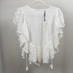 💠NWT UNSUBSCRIBED White Eyelet Top (XS)